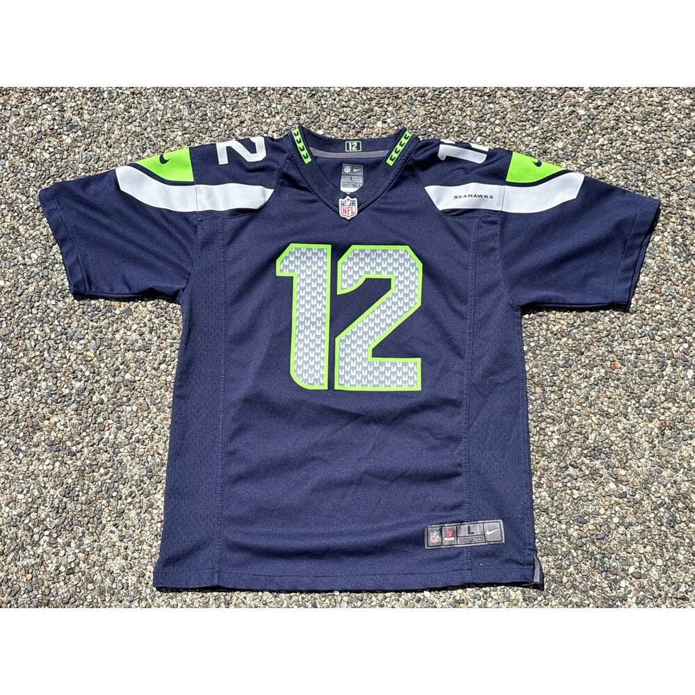 12th Fan Seahawks Nike On field NFL Jersey Youth Large official football Blue